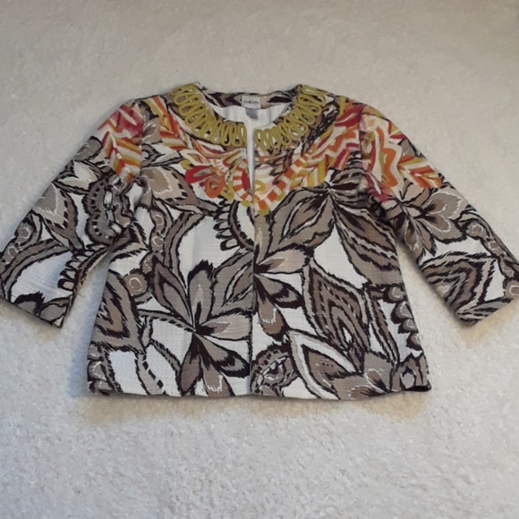 Chicos Multicolored Embroidered Jacket - Picture 8 of 14